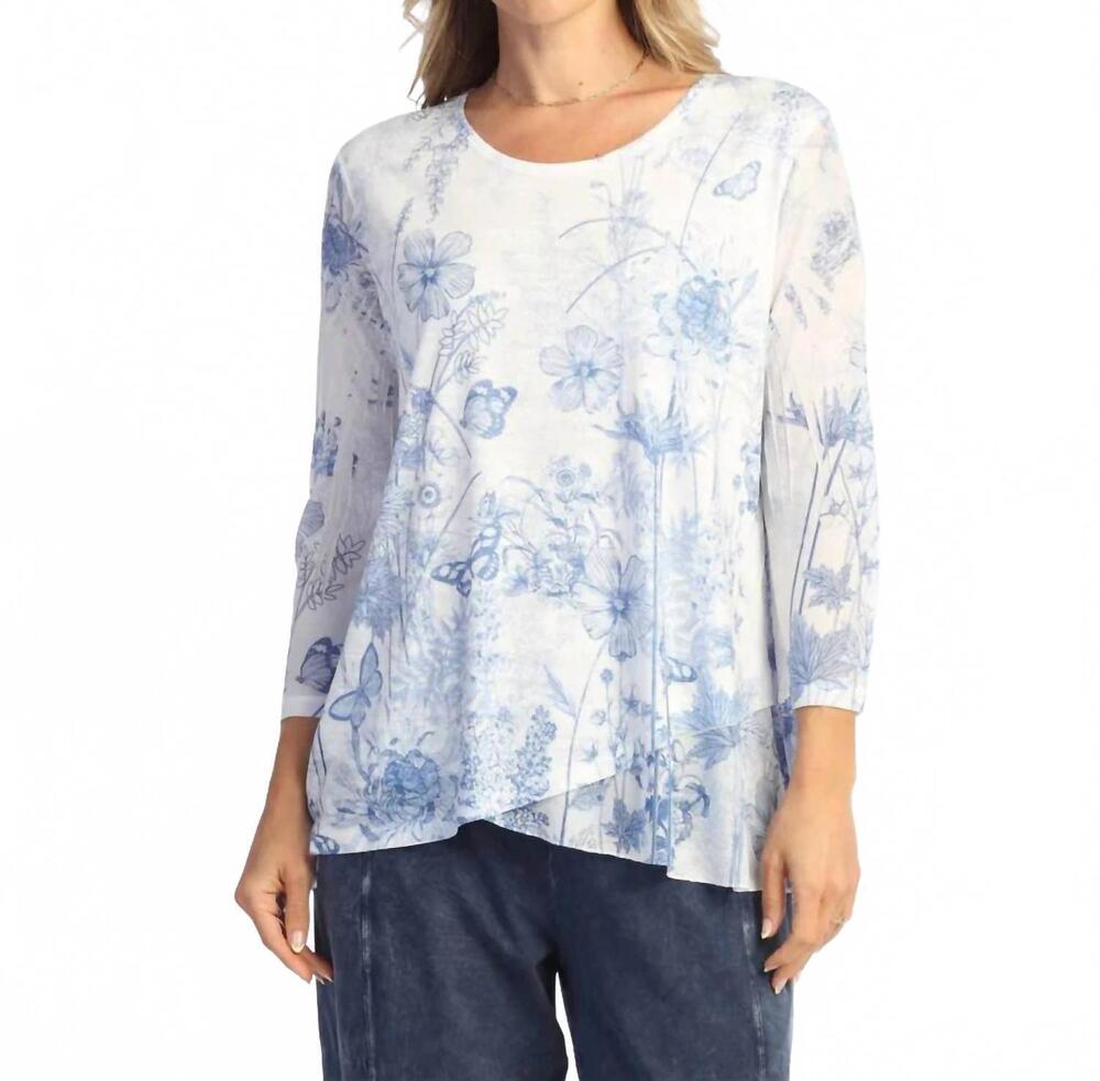 NEW JESS & JANE mesh contrast burnout tunic in eden